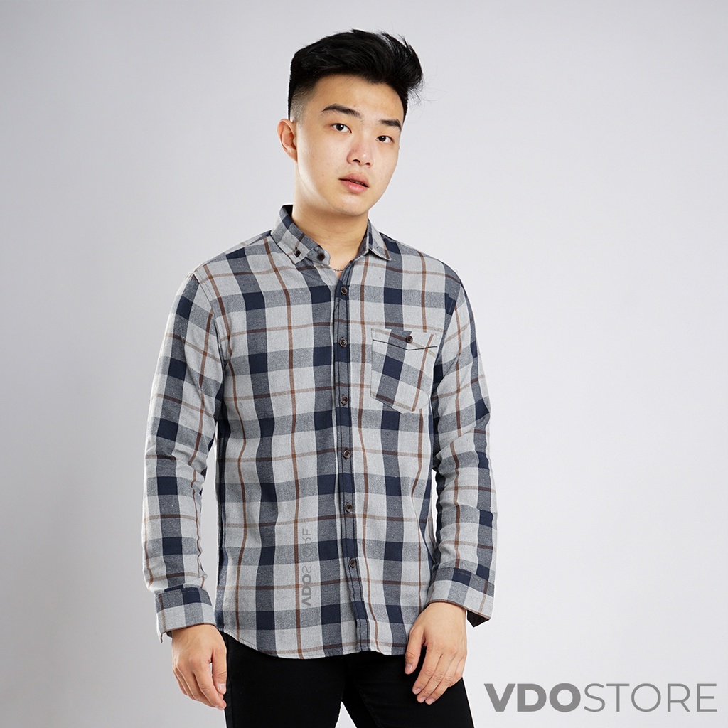 KEMEJA FLANEL PRIA 15B BROWNY GRAYNAV - M L XL - KEMEJA LENGAN PANJANG VDOSTORE DEWASA BAJU FLANNEL TANGAN PANJANG HITAM NAVY ABU MOTIF KEMEJA COWOK MURAH DEWASA SANTAI TEBAL KUALITAS IMPORT BAJU CATUR PANEL FANEL