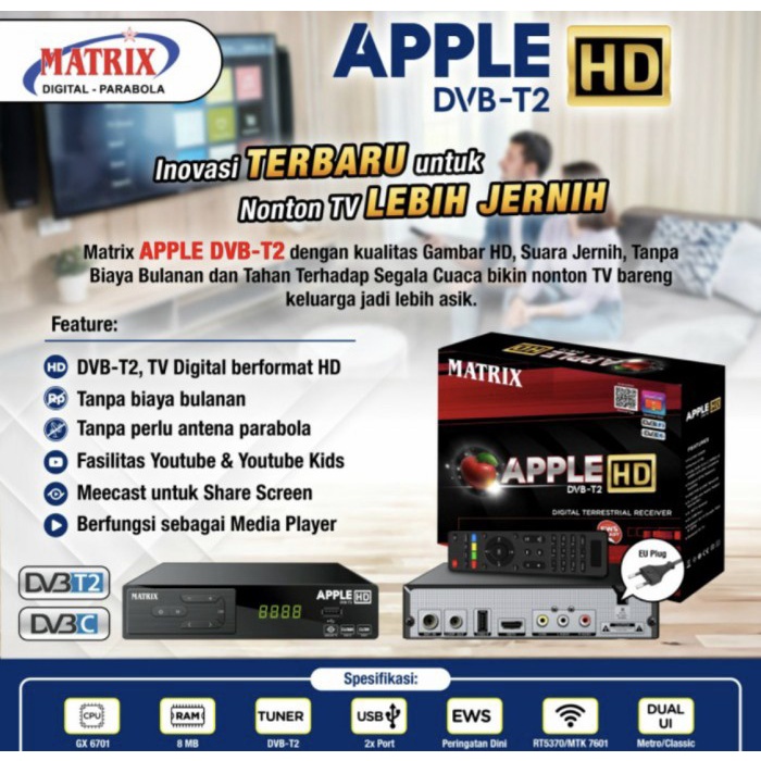 TERBARU TV DIGITAL Matrix Apple Set Top Box DVB-T2 /SET TOP BOX TV DIGITAL/SET TOP BOX MATRIX/SET