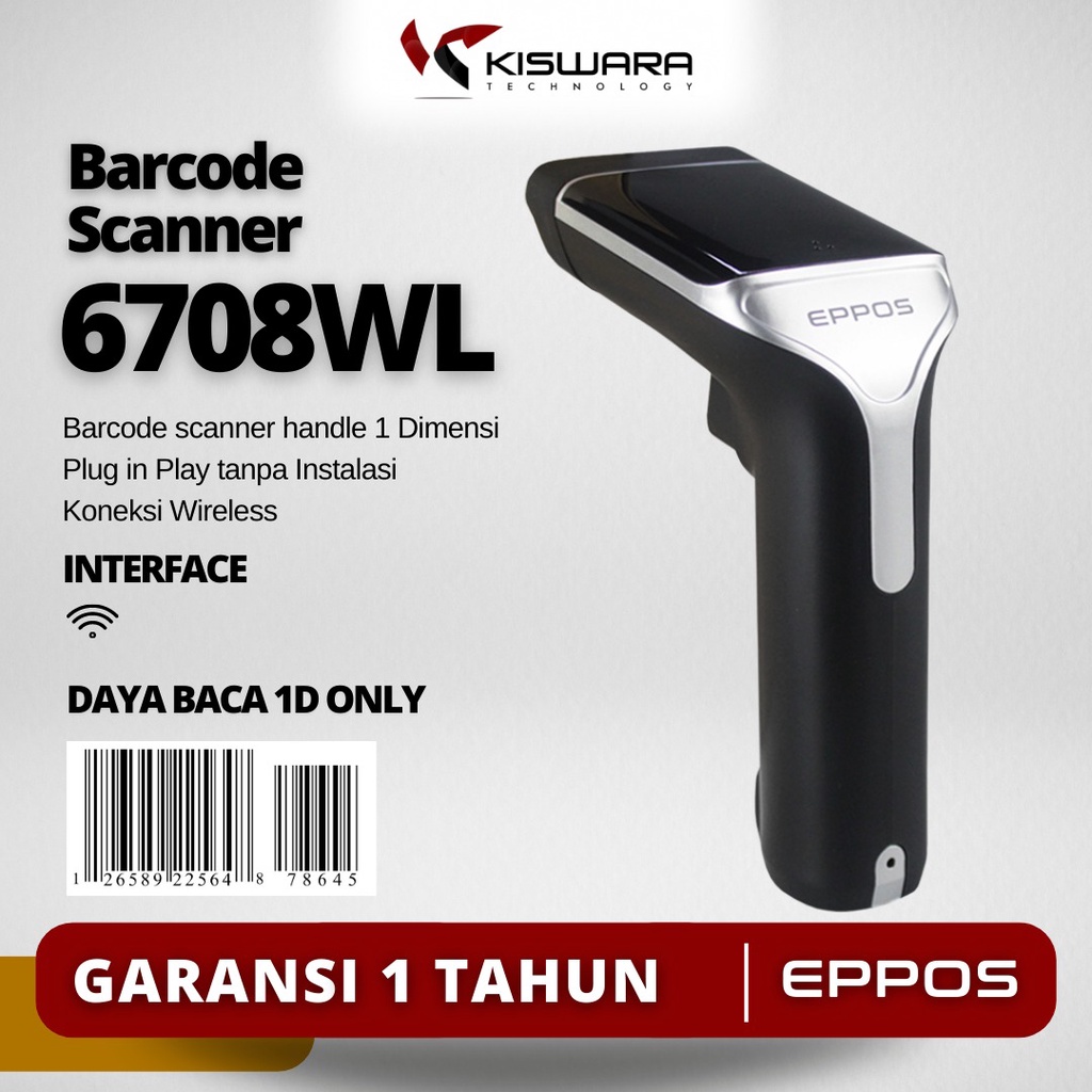 Barcode Scanner EPPOS 1D - EP6708WL Wireless KiswaraBandung