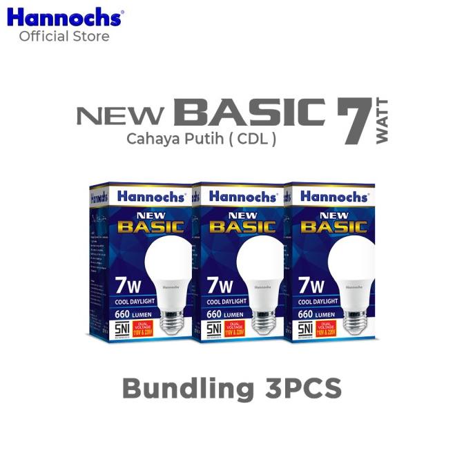 Hannochs - Lampu LED New Basic - 7 watt - Cahaya Putih (Paket 3 PCS)