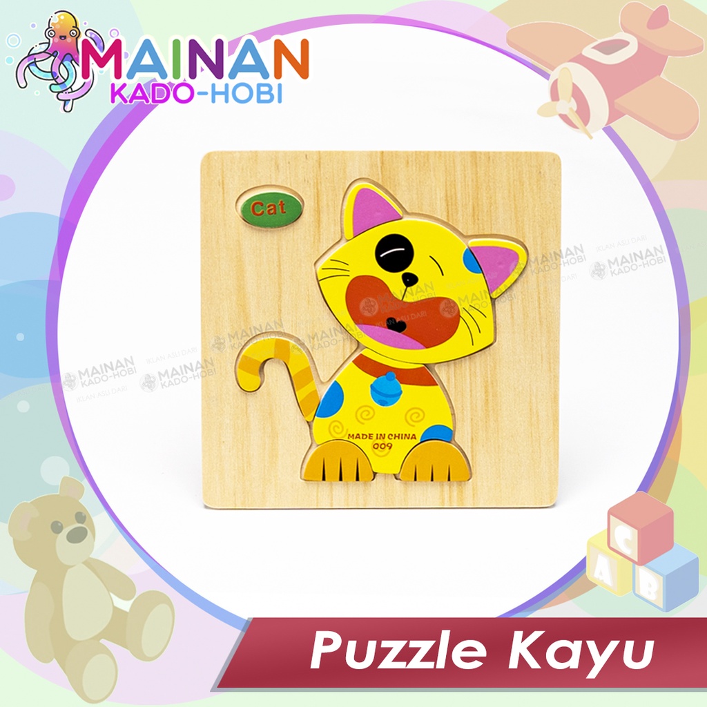 PUZZLE TOYS MAINAN ANAK EDUKASI KARAKTER HEWAN CAT KUCING