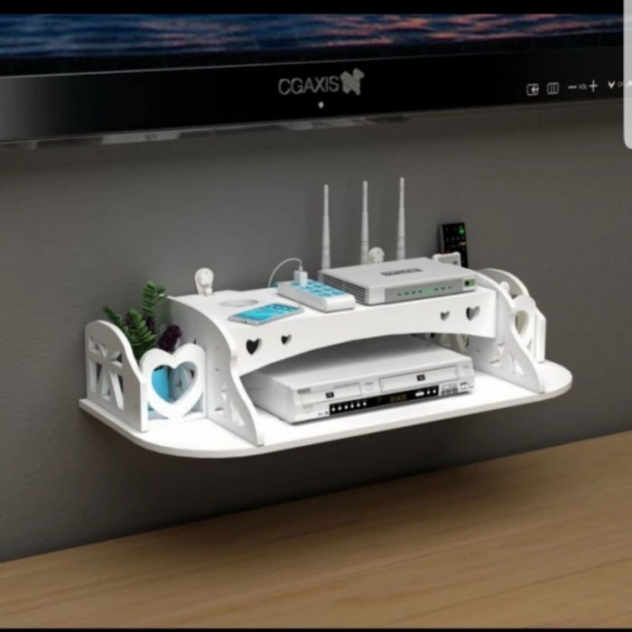Rak Gantung Router Wifi Tempat Remote Tv Dvd Ambalan Speaker Organizer