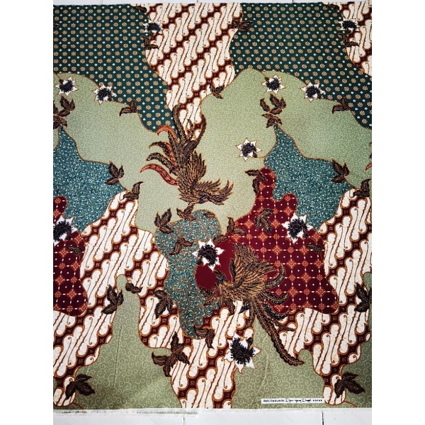 Kain Batik Halus  Semi Sutra Motif Burung Warna Hitam/Tosca/Hijau