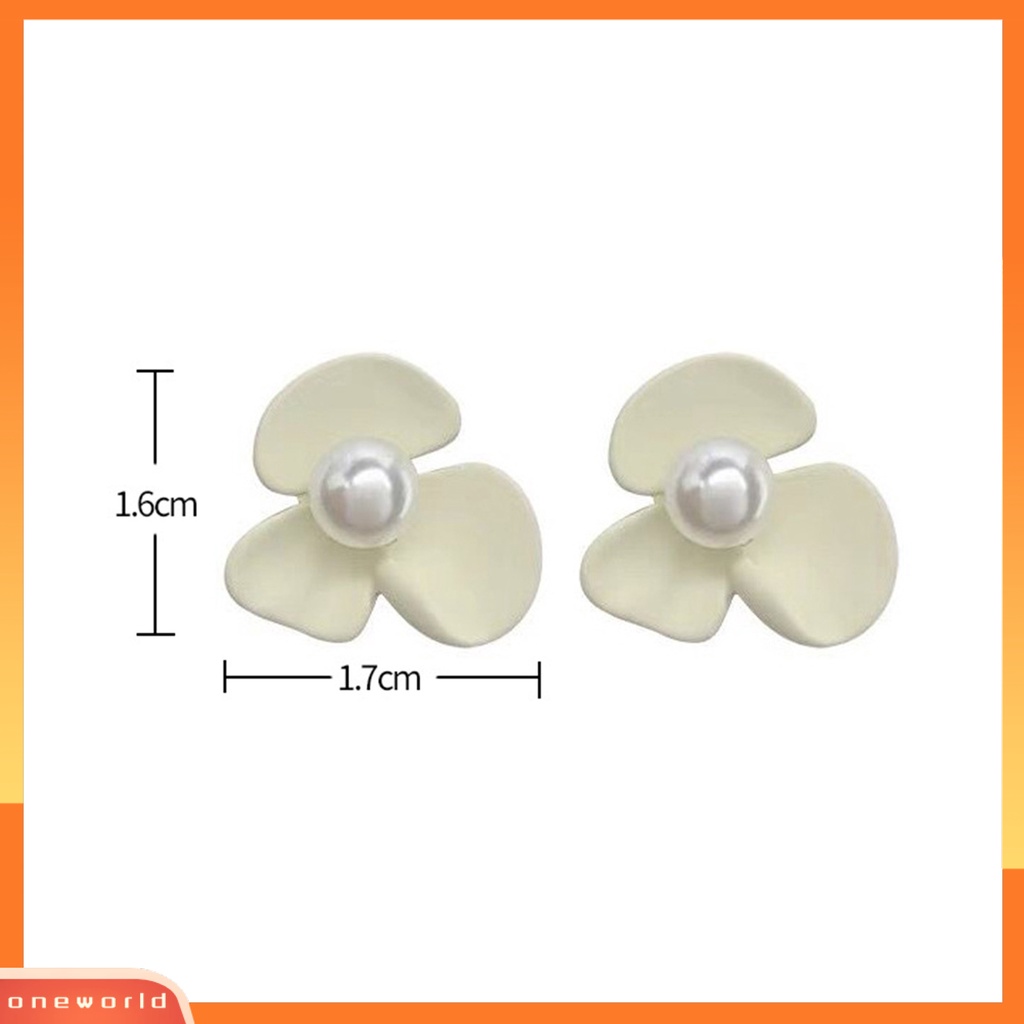 [WONE] 1pasang Wanita Ear Studs Bunga Perhiasan Mutiara Imitasi Vintage Kilau Cerah Stud Earrings Hadiah Ulang Tahun