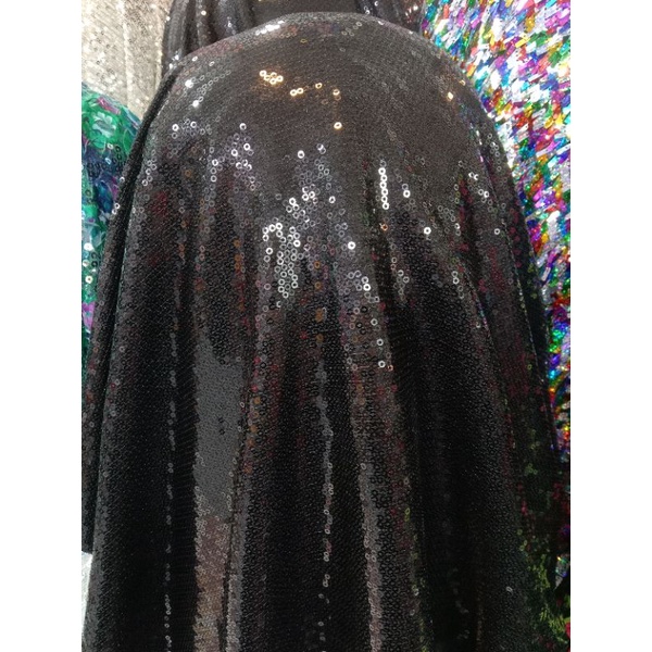 kain/bahan sequin seribu payet hitam & putih bw garment