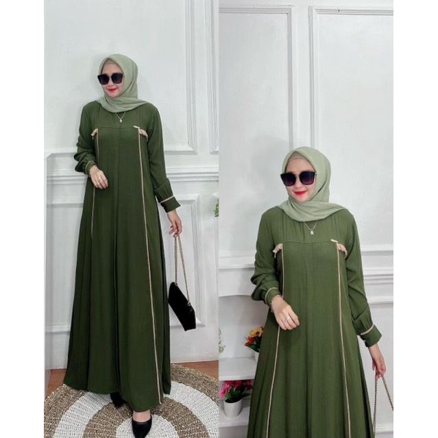 Dress Irina Busui Matt Cotton Crinkle List - Gamis Simple LD 110