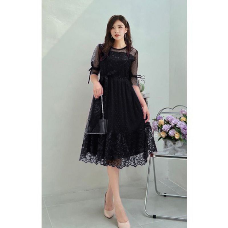 DRESS WENDY PESTA  NATAL A-LINE KOREAN LOOK MEWAH PREMIUM / MAXI DRESS WANITA WINDY FASHION CASUAL TRENDY