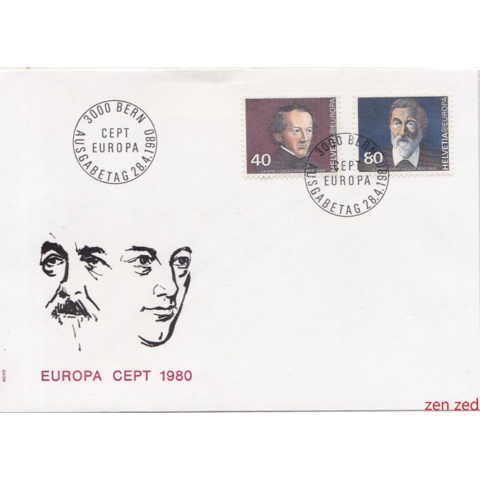 

A526 Prangko Swiss FDC 1980 EUROPA Stamps - Famous People 1 Pcs