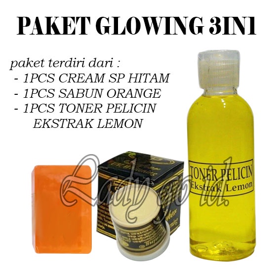 Cream Sp Hitam dan Sabun Susu Domba Plus Toner Pelicin Wajah Extra Lemon Glowing