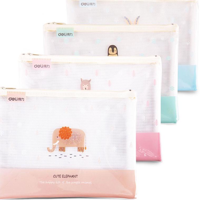 

[PRODUK PT6VU] Deli Transparent Mesh Zipper Bag Map Pouch Tas Resleting Jala A4 5990 ZVG