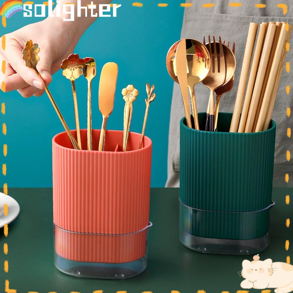 Solighter Tempat Sumpit Multi-Fungsi Alat Dapur Drainer Rak Peralatan Masak Organizer