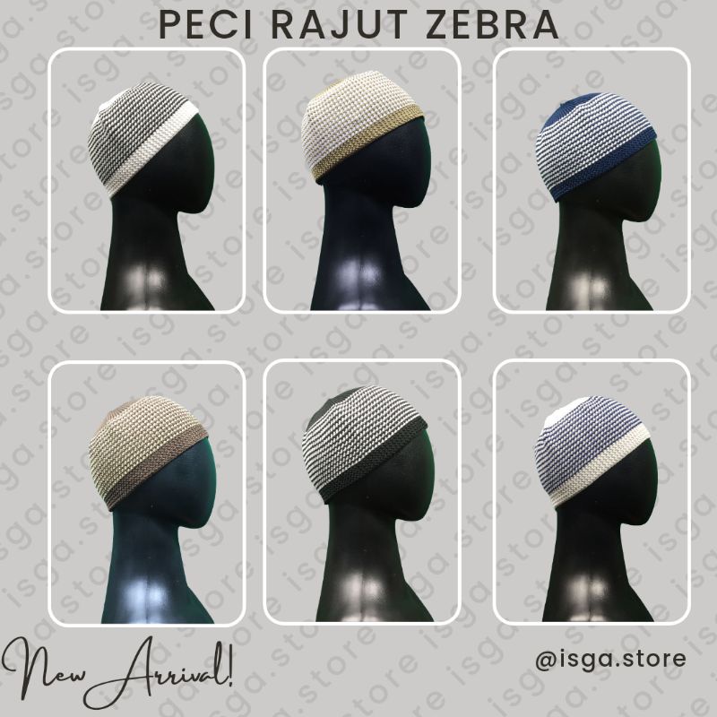 Peci Rajut Dewasa Motif Zebra / Peci Haji / Kopiah Rajut Tebal / Peci Rajut Dewasa