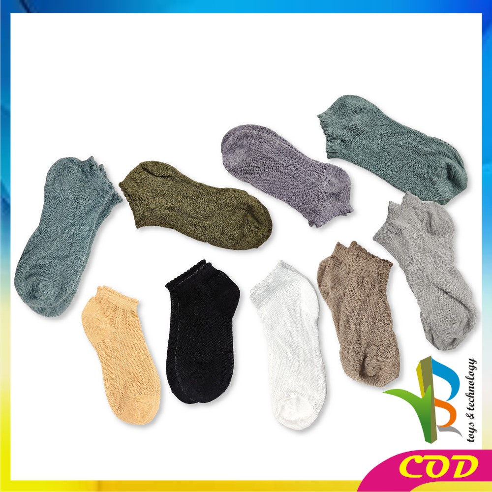 RB-P252 Kaos Kaki Wanita Motif Polos Pattern Garis / Kaoskaki Pola Pendek Semata Kaki Fashion Korea Women Sock Import