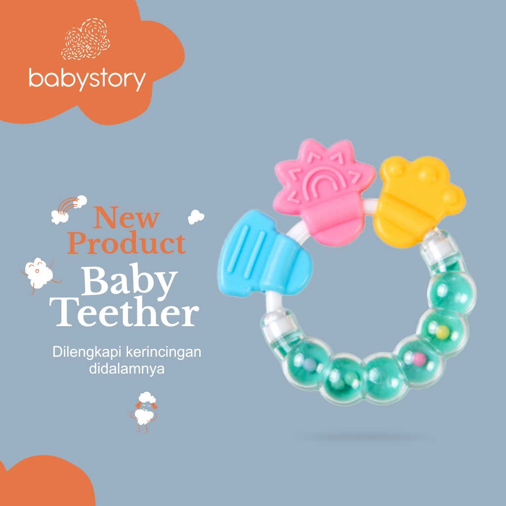 Gigitan bayi Teether Mainan gigitan bayi Mainan Rattle Genggam Bayi Gigitan Empeng Plastik Dengan Teether Gigitan bayi teether