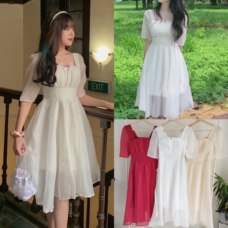 Dress Kondangan Pesta Vins Dress Wanita Korean Style Drees Korea Prewedding Bridesmaid Outfit Wanita