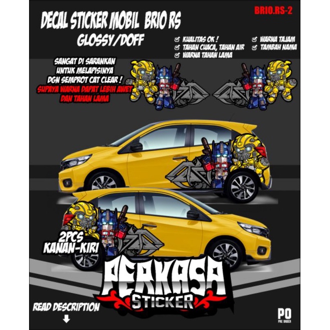decal printing mobil honda brio rs (brio.rs-2) -perkasa sticker-