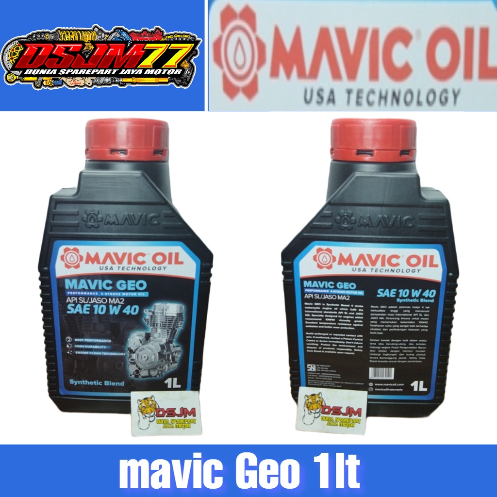 MAVIC OIL MAVIC GEO API SL JASO MA2 SAE 10W40 OLI MAVIC 4 TAK 1 LITER