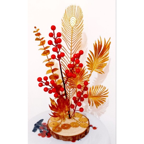 Artificial Flower CNY / Bunga Red Berry Imlek / Bunga Emas Imlek / Souvenir HamperS CNY / Pohon Hoki Imlek