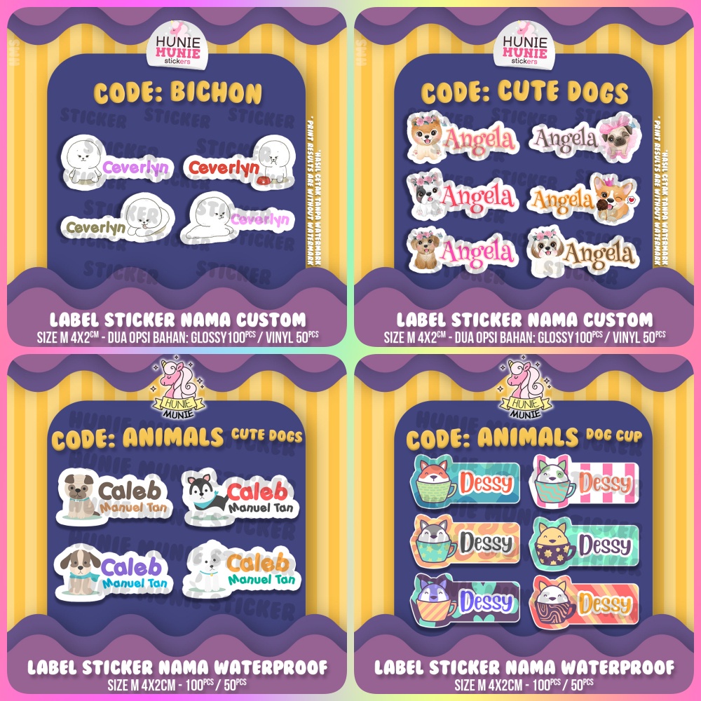 

Sticker Label Nama Custom - Dog SERIES Bichon Frise Cute Dogs Girly (100pcs) Stiker Anjing Puppy Poodle Pudel Corgi Corgy Miso