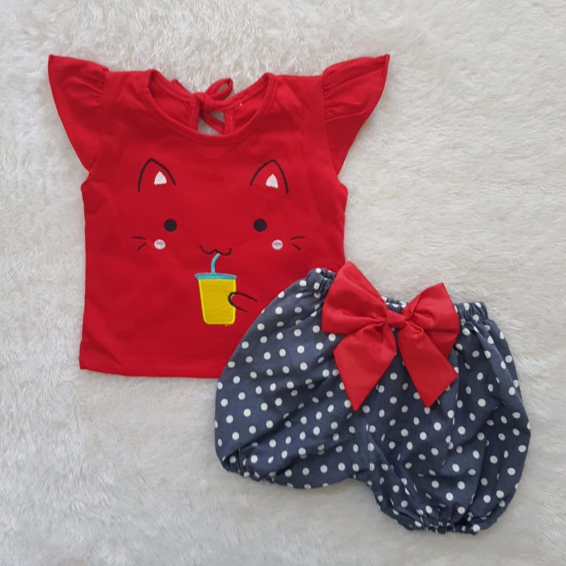 Baju Bayi ribbon shorts set