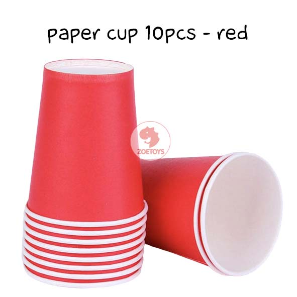 Zoetoys Paper Plate Cup 10 pcs | Birthday Party Decoration Kids |  Piring Gelas Kertas Motif Polos