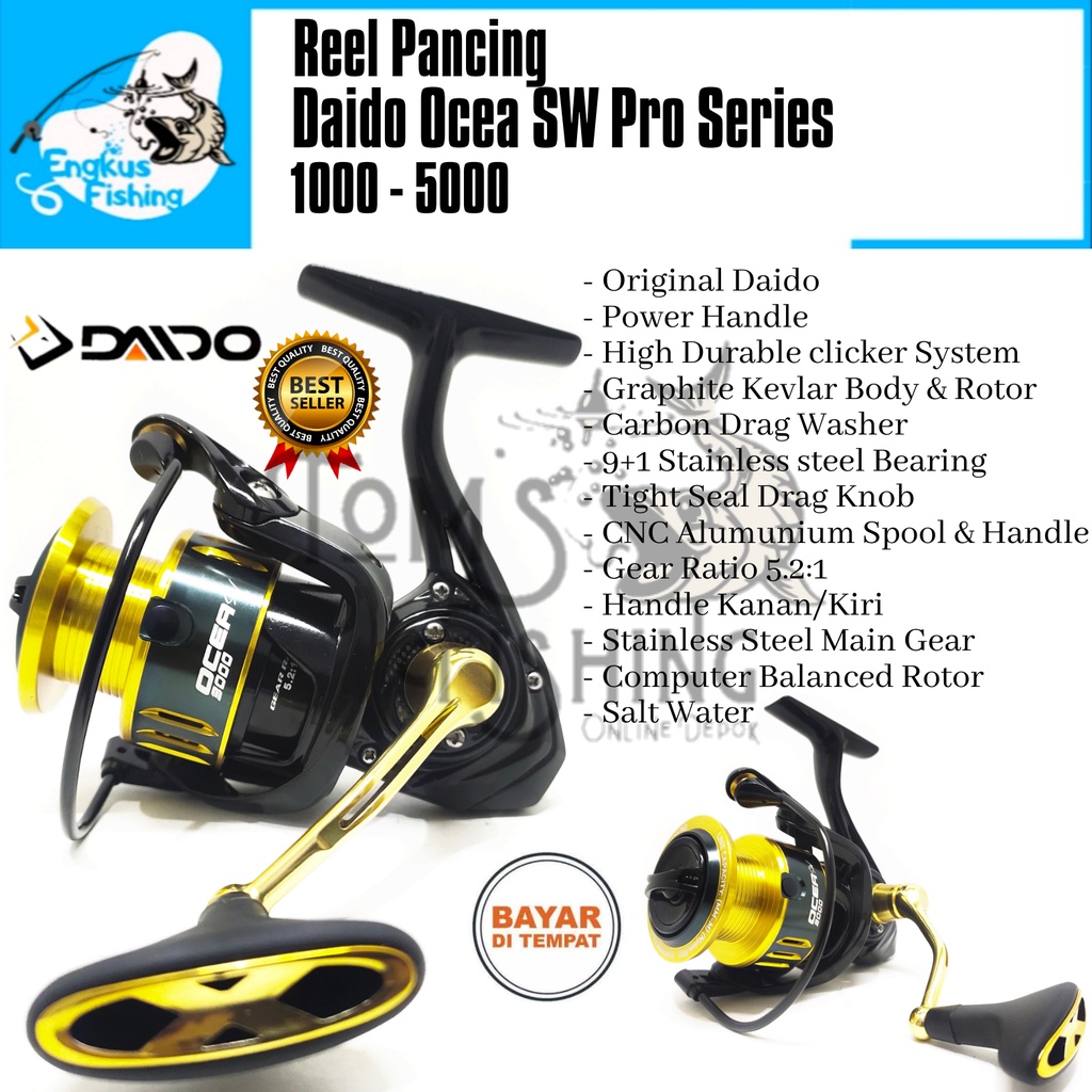 Reel Pancing Daido Ocea SW Pro Series 1000 - 5000 (9+1Bearing) Salt Water PH - Engkus Fishing