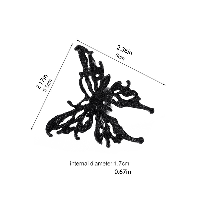 Kepribadian Vintage Berlebihan Cairan Kupu-Kupu Cincin Pria Wanita Fashion Jalan Hip-Hop Tembaga Butterfly Ring Perhiasan Hadiah