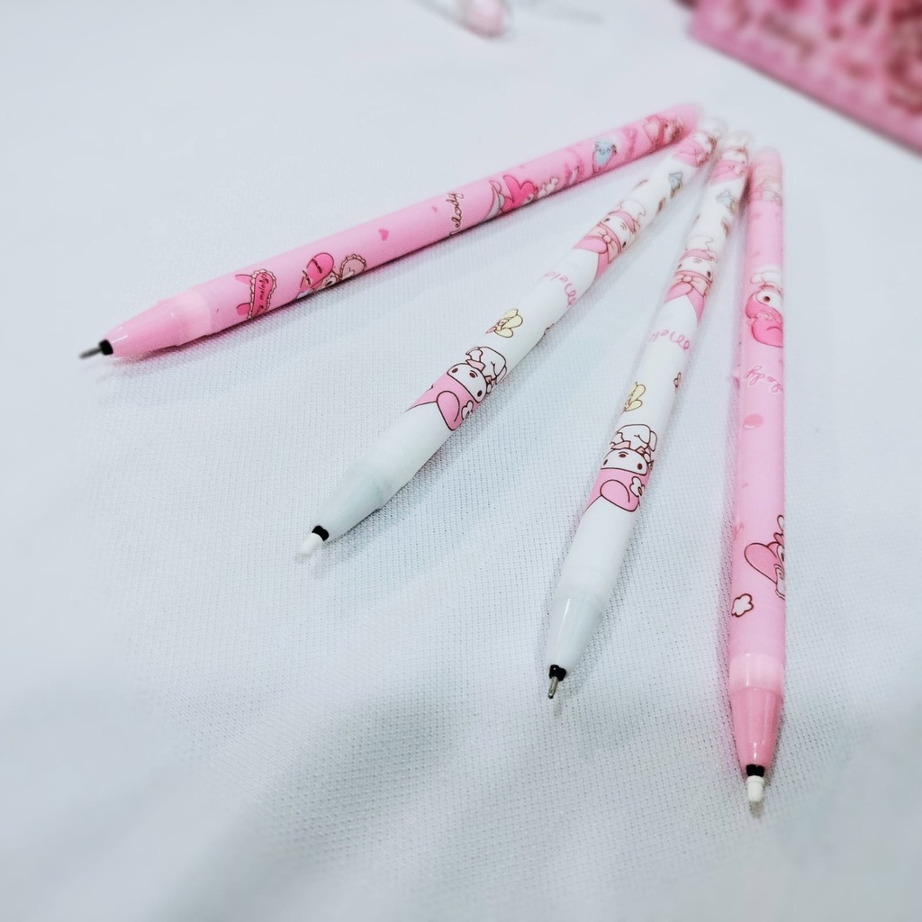 PULPEN ERASABLE SANRIO MELODY 1SET ISI 12 PCS TINTA HITAM BISA DIHAPUS PENA ALAT TULIS SEKOLAH ANAK KUALITAS PREMIUM STATIONARY FANCY TERBAIK BISA GROSIR DAN COD