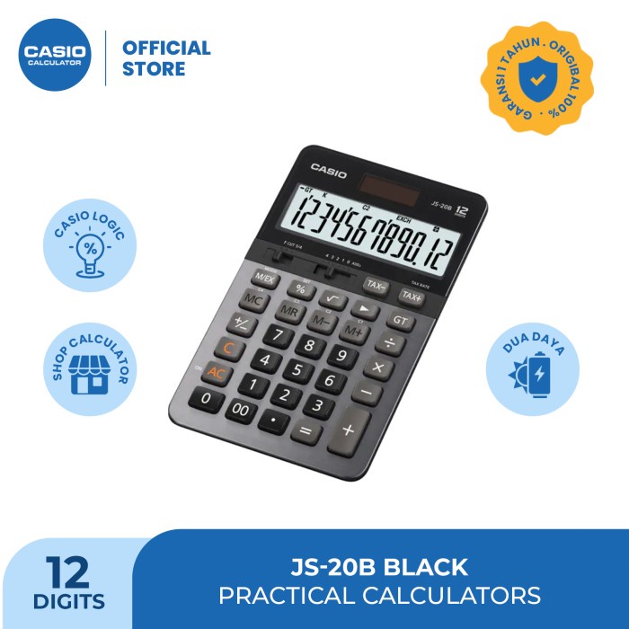 

TERPERCAYA CASIO KALKULATOR JS-20B - Black - Kalkulator Kantor - 12 digit