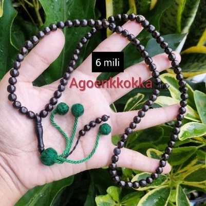 Tasbih 99 bulat rumbai 6 mili Hitam kokka kaukah