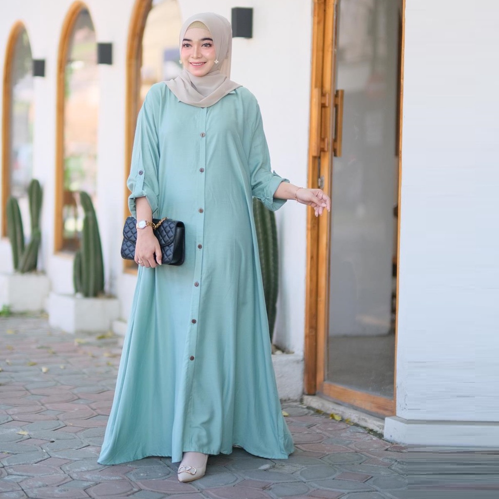 GAMIS JUMBO FULL KANCING LD 140 BAHAN RAYON TWILL 5L