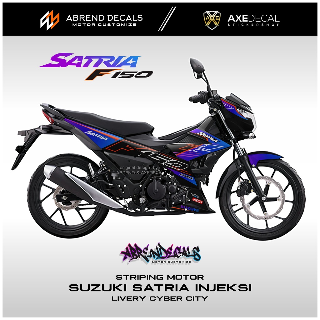 Striping Satria Injeksi Livery Cyber City racing / Stiker Motor Suzuki Satria fu New Desain Custom /