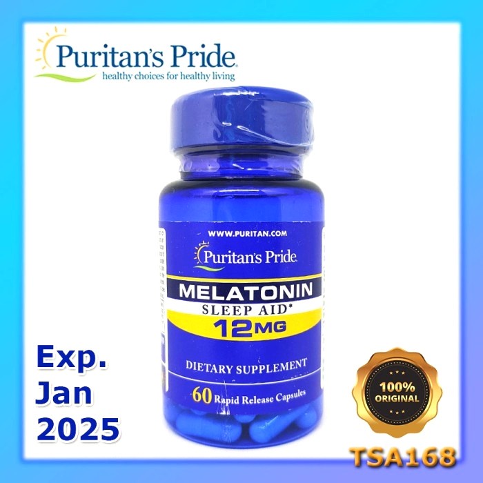 Puritan Pride Melatonin 12 mg 60 caps Puritan's Susah Tidur Sleep Aid