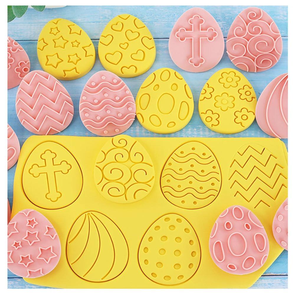 Solighter 10pcs/set Cetakan Kue Kering Paskah Decor Kits 3D Baking Tools Alat Press Cookie Cutting Mold