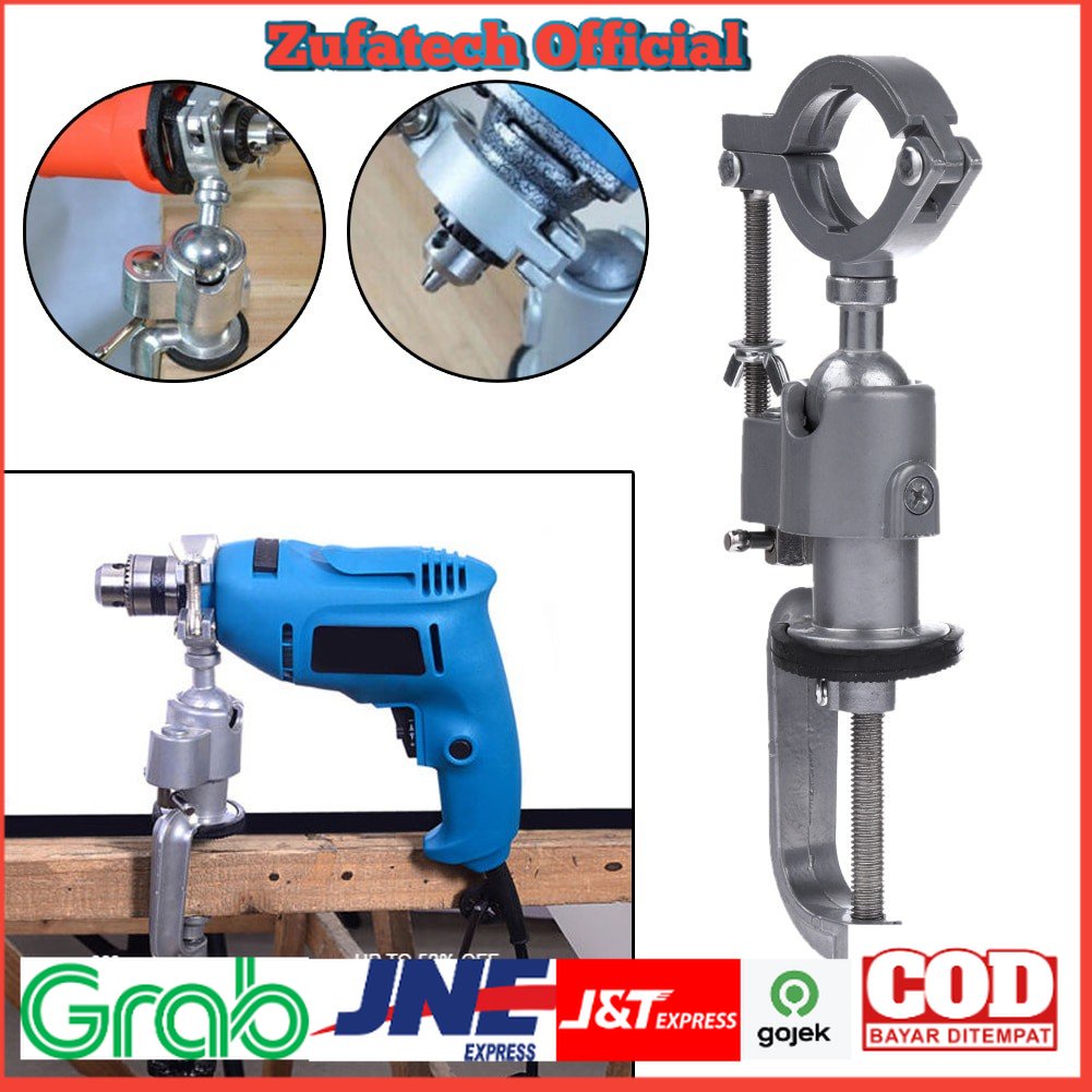 Alloet Clamp Stand Holder Bor Listrik Bench Rack Grinder - BG-6117 - Silver