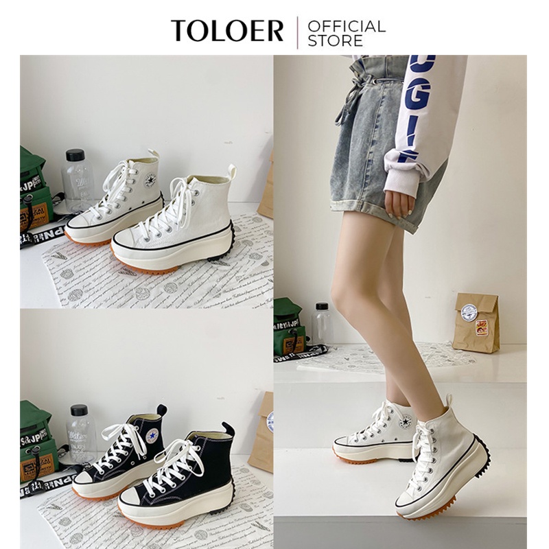 Ready Sepatu Sneakers Wedges Wanita Sport Shoes Hitam Putih Hak Tinggi Sneakers Wanita Premium Terba