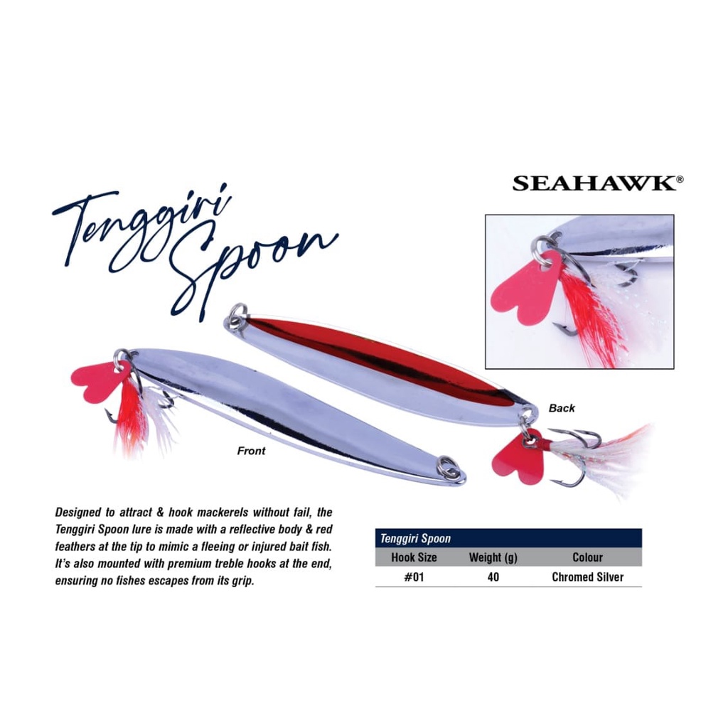 Lure SEAHAWK TENGGIRI SPOON 40gram (CHROMED SILVER)