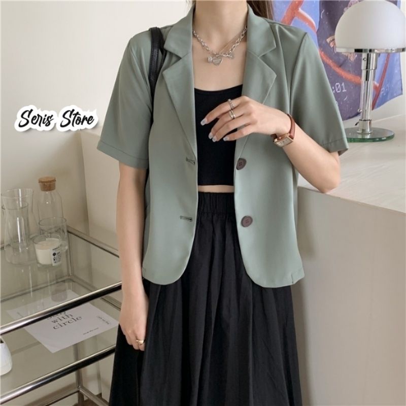 blazer Korea  wanita lengan pendek kasual/ pakaian korea/ baju korea/jas/jaket size S M L XL