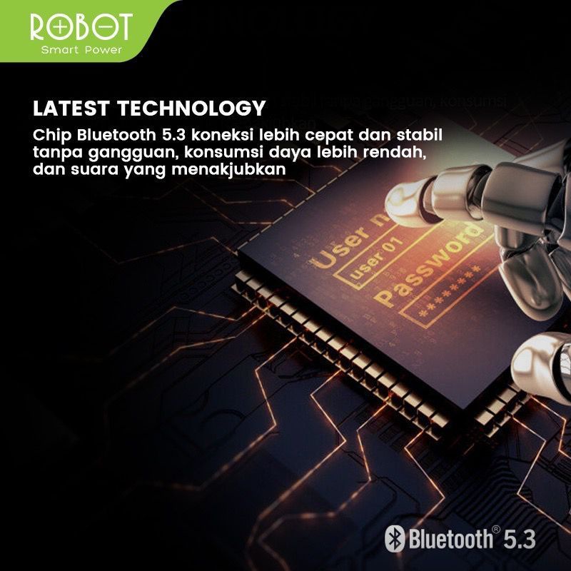 TRUE WIRELESS EARPHONE LOW LATENCY ROBOT T20S GARANSI 1 TAHUN