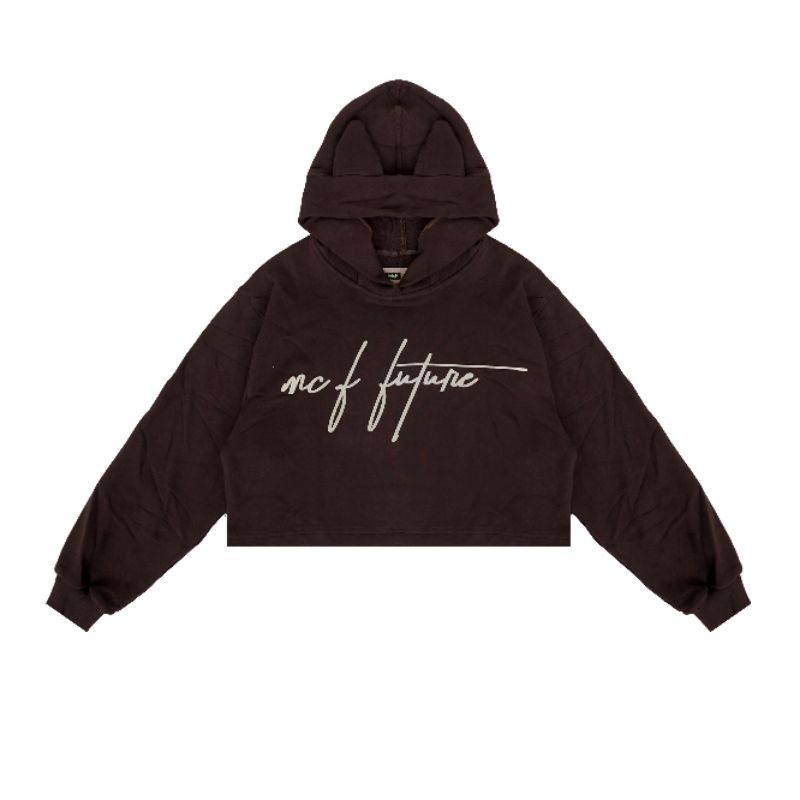 HOODIE SWEATER COTTON CROP MCF BROWN PREMIUM