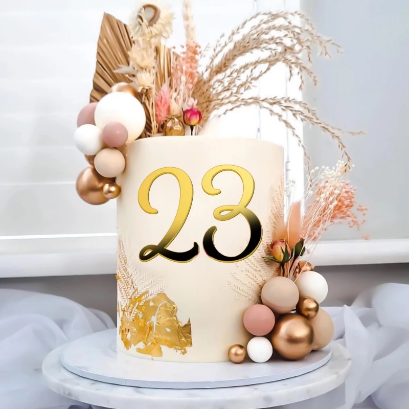 10pcs Halus Dessert Decor Aksesoris Golden Acrylic Digits Insert Card 0-9 Angka Topper Kue Muffin Ice Cream Cupcake Ornamen Untuk Ulang Tahun Pernikahan Anniversary