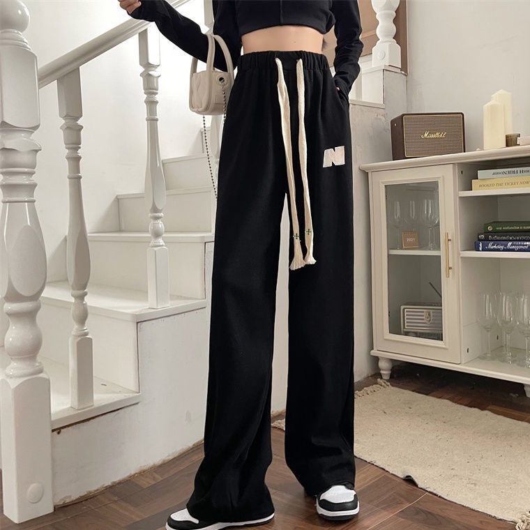 MOOGU ♡ Celana panjang casual fashion wanita pants tali serut（Dengan kantong）