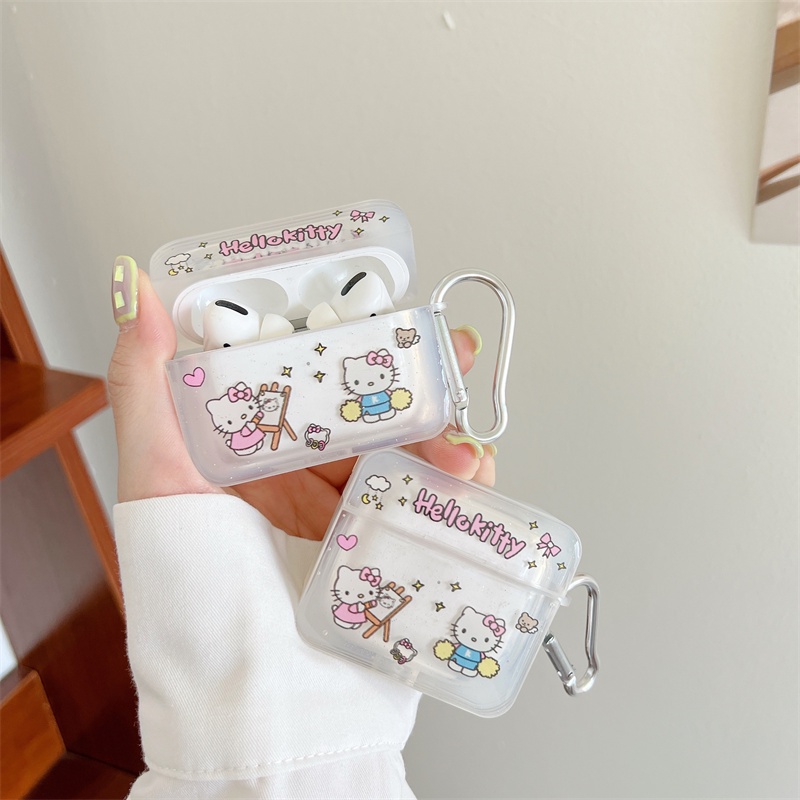 Ins Hello Kitty Kartun Pink Love Hijau Hati Warna-Warni Smiley Lucu Earphone Case Untuk Apple Airpod Pro 3 2 1 2nd Charging Box