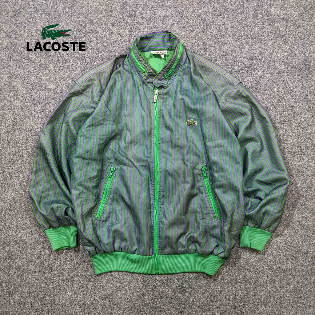 Chemise Lacoste Vintage 80's VTG - Jaket Casual Pria Cowok Kasual Winbreaker Second Bekas Original -