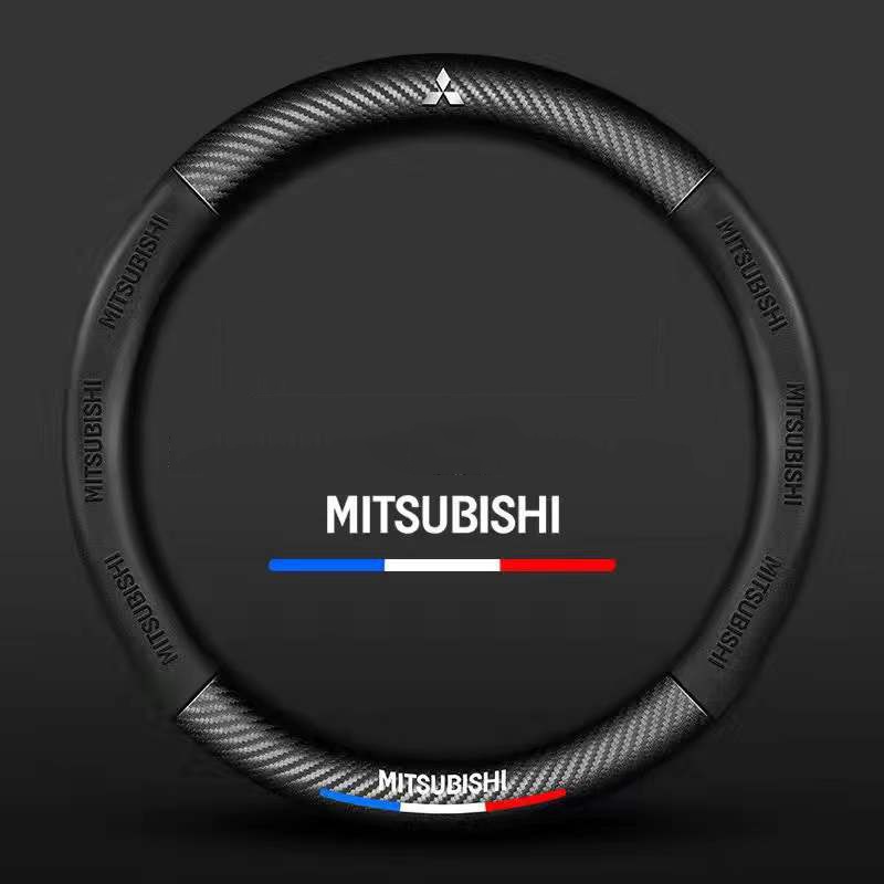 Untuk Mitsubishi Carbon Fiber Steering Wheel Cover Untuk Triton Outlander Mirage ASX Lancer EVO PAJERO GRANDIS GALANT Xpander