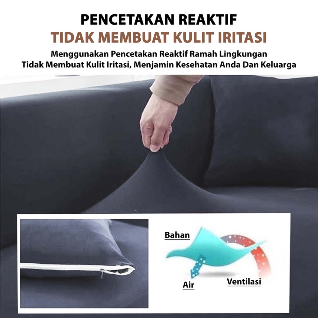 Elastis L Shape Cover Sofa Sarung Sofa Pattern Polos Steater 1 2 3 4 Cover sofa