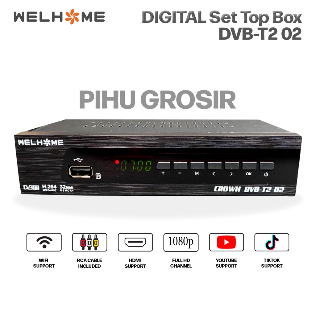 Welhome Set Top Box Crown DVB T2-02