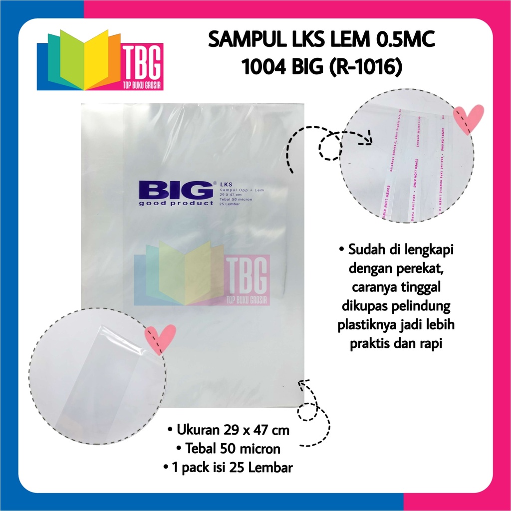 

1 PACK SAMPUL LKS LEM 0.5MC 1004 BIG COVER BUKU PLASTIK BENING (R-1016)