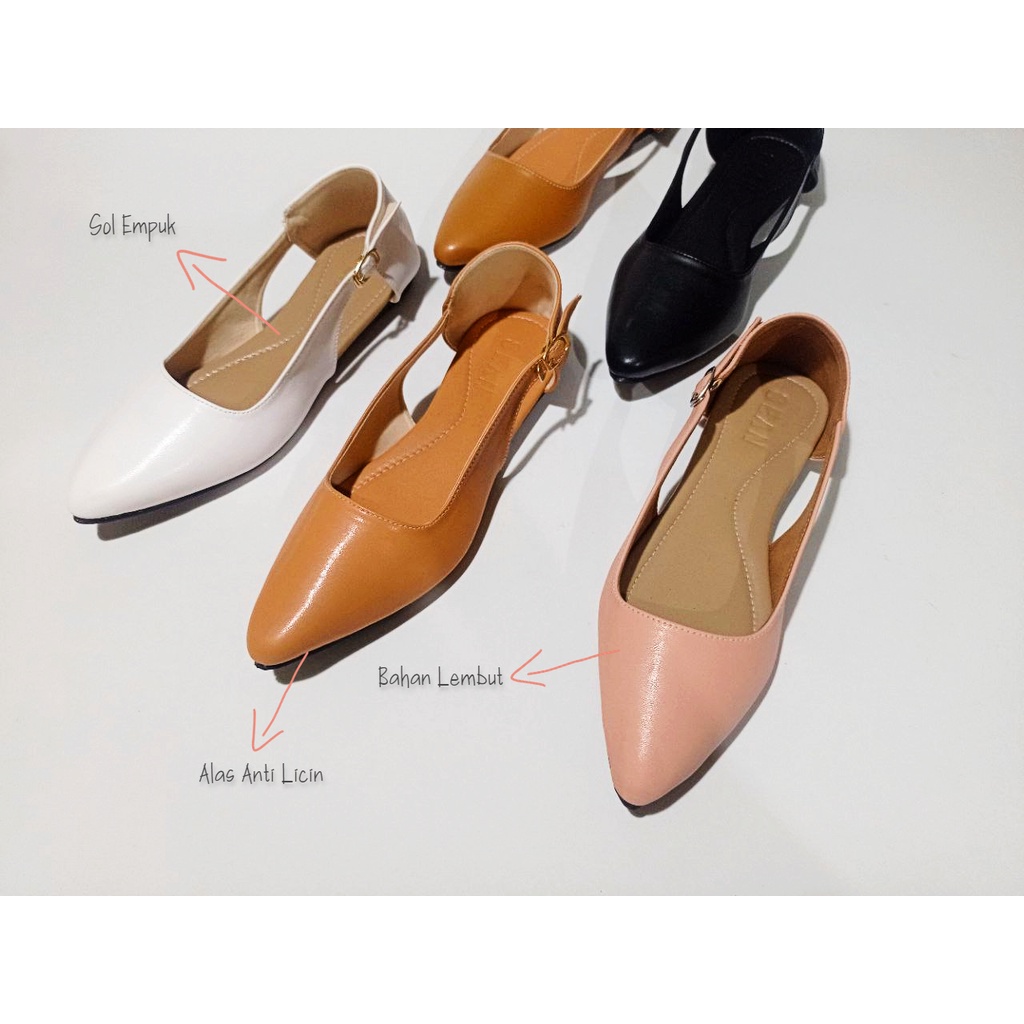 seanofficiall Nadia Sepatu Mules Wanita Sepatu Flat Kerja Kantoran