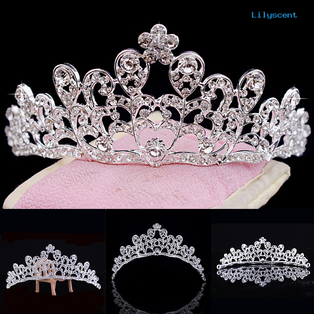 [LS]Rhinestone Mahkota Wanita Putri Pengantin Bando Tiara Perhiasan Pernikahan Hiasan Kepala